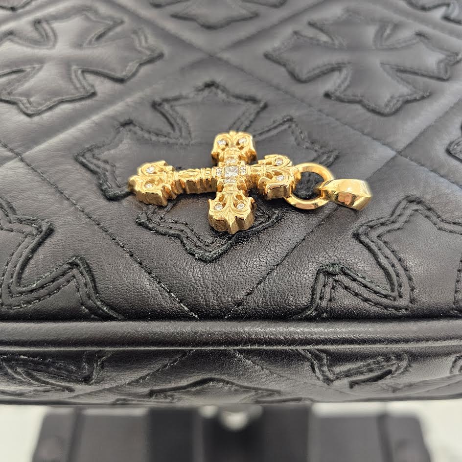 CHROME HEARTS 22K Filig Cross-XSM P D Pendant Top クロムハーツ 22K フィリグリークロスXS PAVEダイヤ ゴールド ペンダントトップ