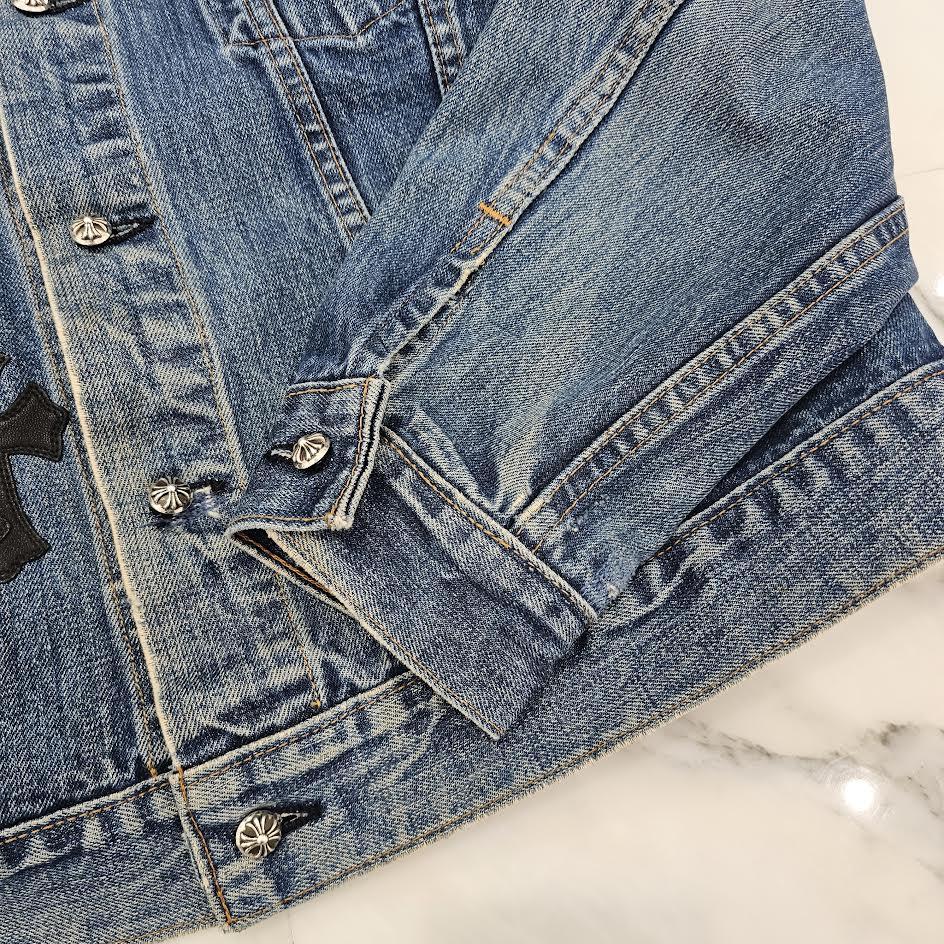 CHROME HEARTS × Levi's VNTG Leather Cross Patch Denim Jacket Size M クロムハーツ × リーバイス ヴィンテージ レザークロスパッチ デニムジャケット サイズM