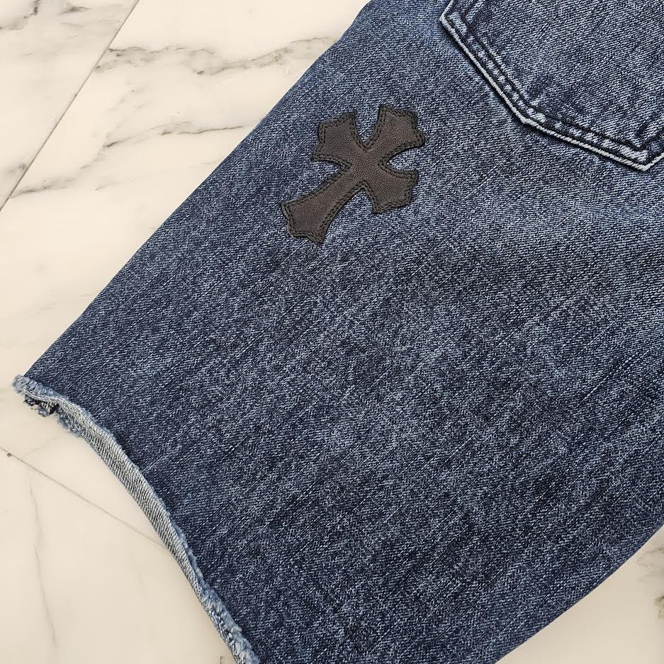 CHROME HEARTS Cross Leather Patch Denim Shorts Size 25 クロムハーツ クロスレザーパッチ デニムショーツ サイズ25