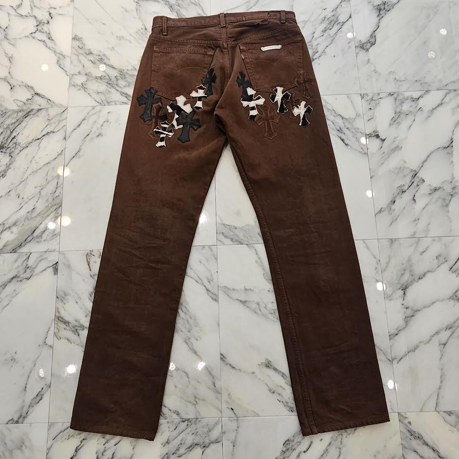CHROME HEARTS × Levi's Body VNTG Harako Blend Leather Cross Patch Cotton Denim Pants Size 31 クロムハーツ × リーバイス ボディ ハラコブレンド レザークロスパッチ コットン デニムパンツ サイズ31