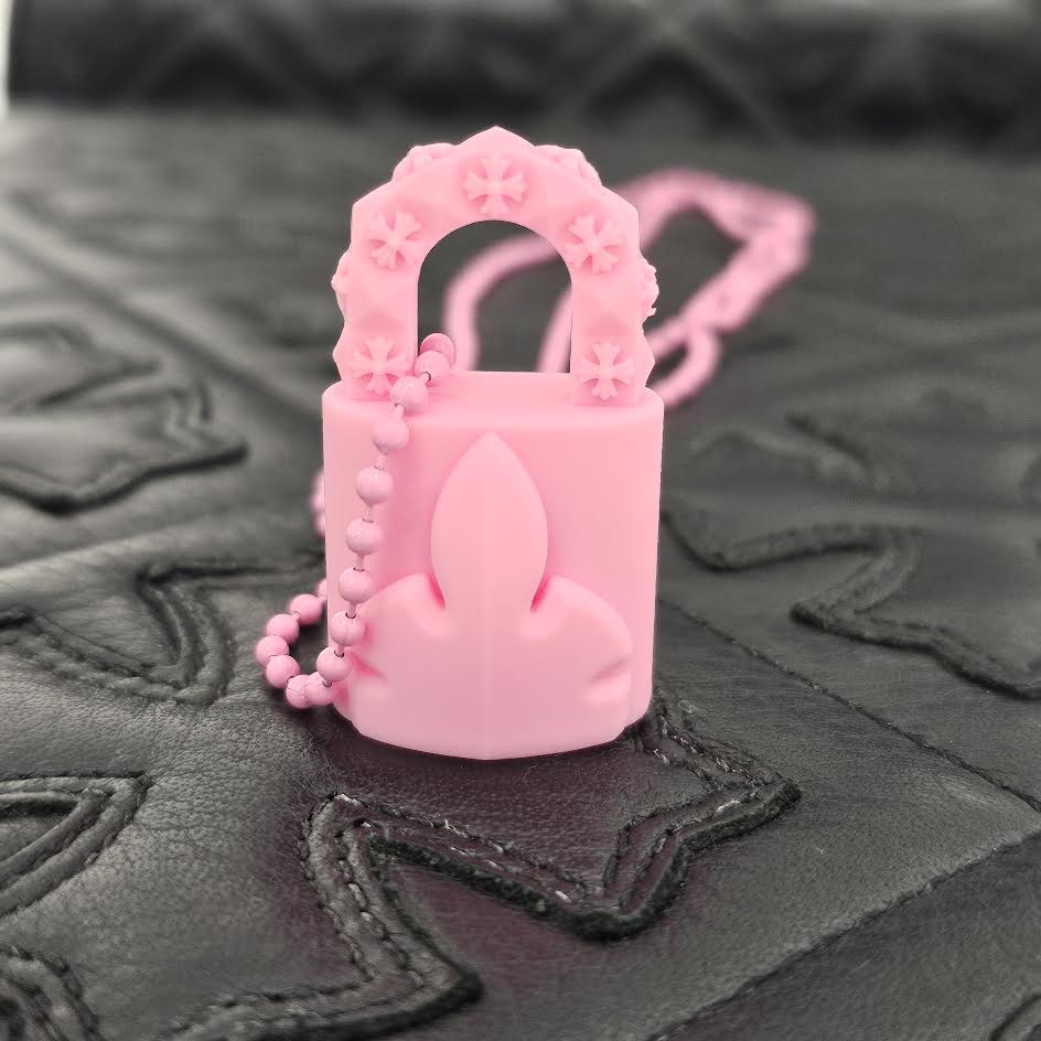 CHROME HEARTS 2023SS PADLOCK Flare Knee Silicon Rubber Necklace