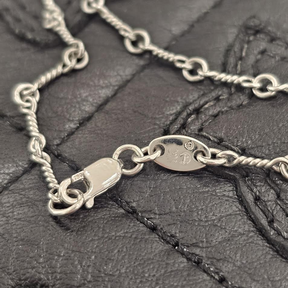 CHROME HEARTS 18K WG Safety Pin Pave Ruby Twist Chain Necklace 18 Inch クロムハーツ 18K ホワイトゴールド セーフティンピン パヴェルビー ツイストチェーン ネックレス サイズ18インチ