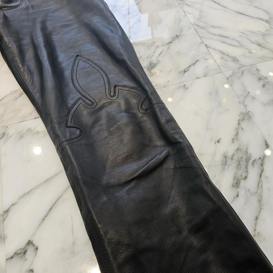 CHROME HEARTS Cross Ball Button Flare Knee Lamb Leather