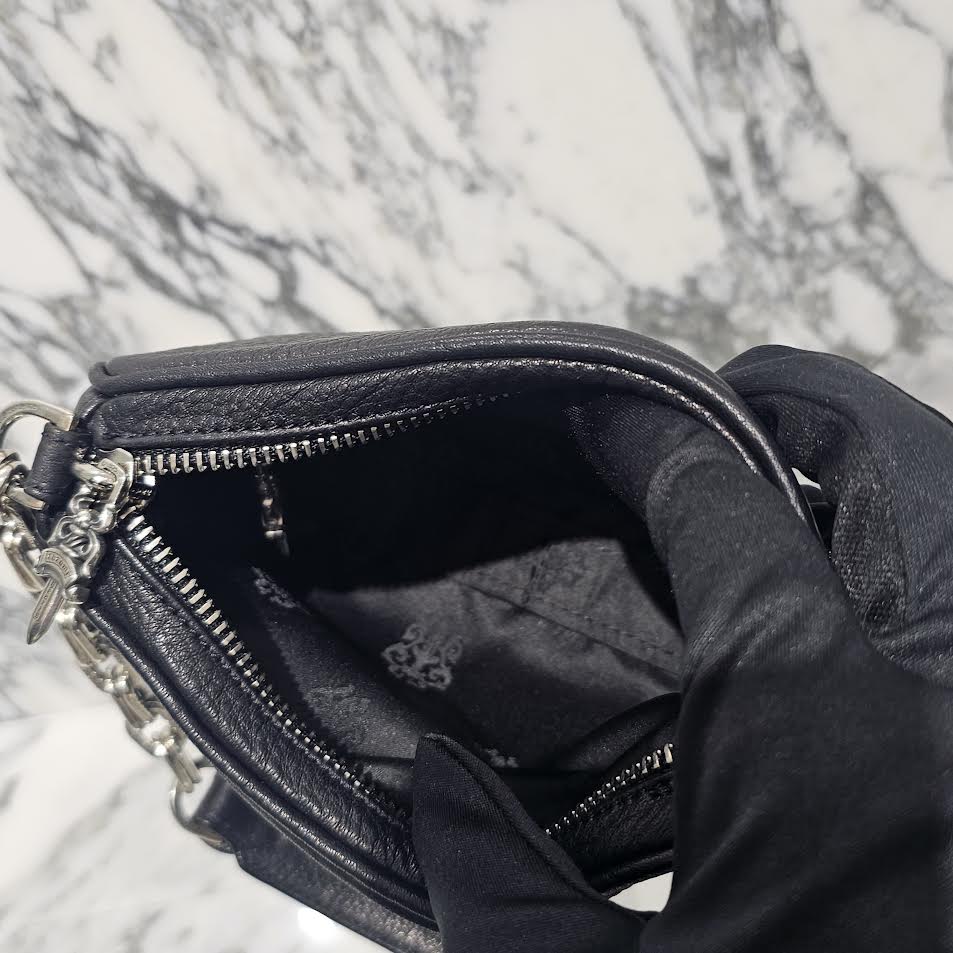 CHROME HEARTS THE NIGHT Cross Chain Leather Hand Bag クロムハーツ ザ・ナイト クロス チェーン装飾 レザーハンドバッグ