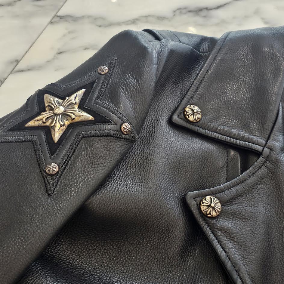 CHROME HEARTS JJ DEAN STAR CUSTOM Riders Leather Jacket Size M クロムハーツ JJディーン スターカスタム ライダース レザージャケット サイズM
