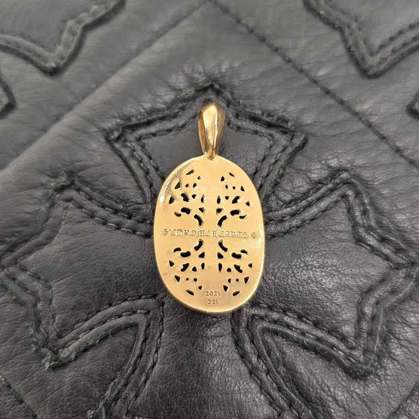 CHROME HEARTS 22K Classic Oval Cross Pendent Top Pave Diamond クロムハーツ 22K クラシック オーバルクロス ペンダントトップ パヴェダイヤモンド