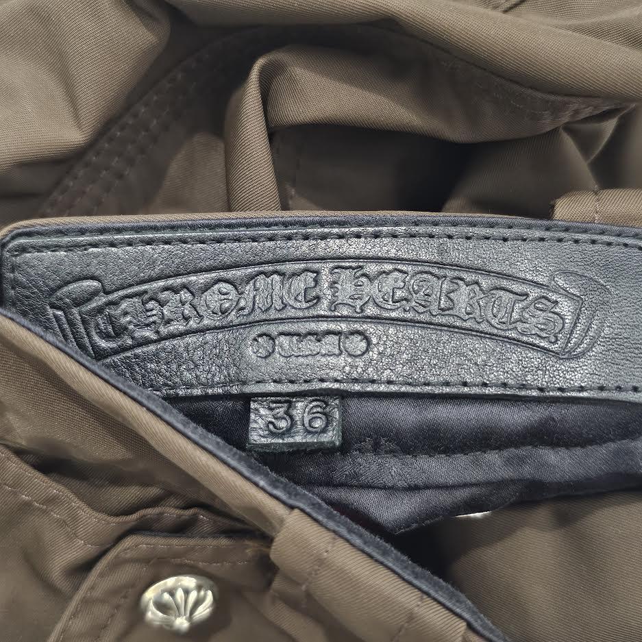 CHROME HEARTS Carpenter Leather Double Knee Nylon Pink Cross Patch Pants Size 36 クロムハーツ カーペンター レザーダブルニー ナイロン ピンク クロスパッチ ロングパンツ サイズ36