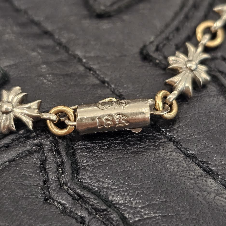 CHROME HEARTS 18K WHITE GOLD / YELLOW GOLD TINY E CH Plus Necklace Size 20 Inch クロムハーツ 18K ホワイトゴールド/イエローゴールド タイニーE CHプラス ネックレス サイズ20インチ