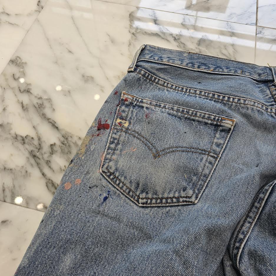 GALLERY DEPT. Levi's Body Painted Damage Denim Pants Size 34