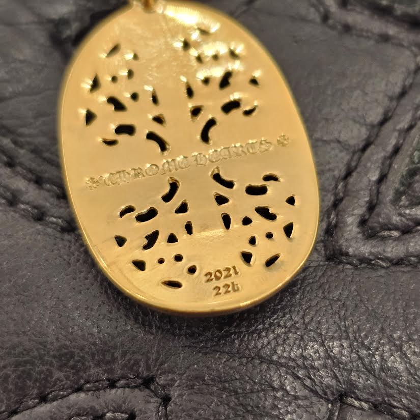 CHROME HEARTS 22K Classic Oval Cross Pendent Top Pave Diamond