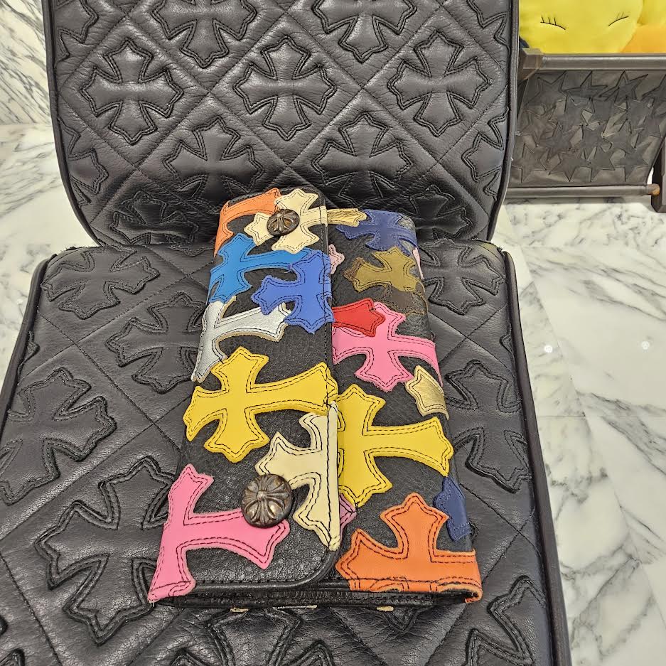 CHROME HEARTS Multi Color Leather Cross Patch Wave Wallet クロムハーツ マルチカラー レザークロスパッチ ウェーブウォレット