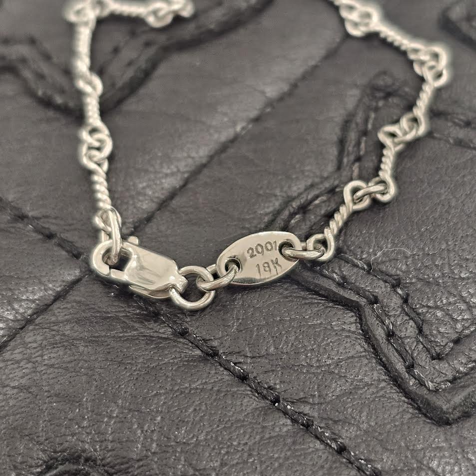 CHROME HEARTS 18K WG Safety Pin Pave Ruby Twist Chain Necklace 18 Inch クロムハーツ 18K ホワイトゴールド セーフティンピン パヴェルビー ツイストチェーン ネックレス サイズ18インチ