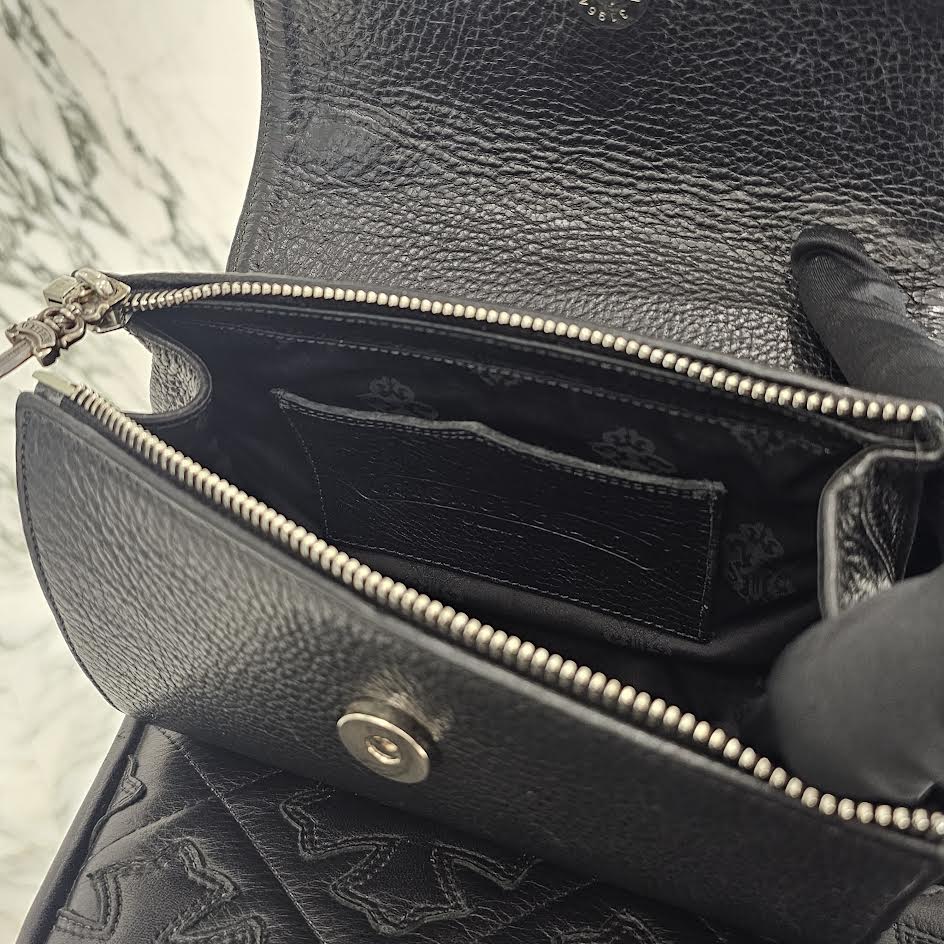 CHROME HEARTS DOG ADAMS BS FLARE Leather Shoulder Hand Bag クロムハーツ ドッグアダムズ BSフレア レザー ショルダー ハンドバッグ