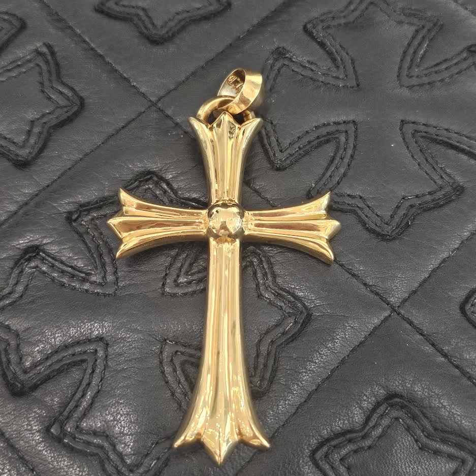 CHROME HEARTS 22K Large Cross With Bail Charm Pendant Top クロムハーツ 22K ラージクロス ウィズ ベイル チャーム ペンダントトップ