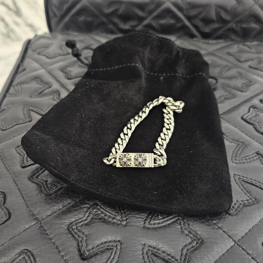 CHROME HEARTS DOUBLE CH Plus MINI ID Bracelet 2 Diamond クロム