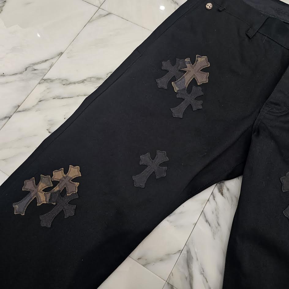 CHROME HEARTS CAMO Leather Cross Patch Chino Cotton Pants Size 36 クロムハーツ カモフラ レザークロスパッチ チノ コットンパンツ サイズ36