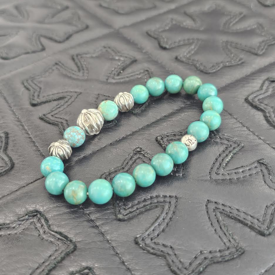 CHROME HEARTS Turquoise Beads Bracelet Size 8mm クロムハーツ ターコイズ ビーズ ブレスレット サイズ8mm