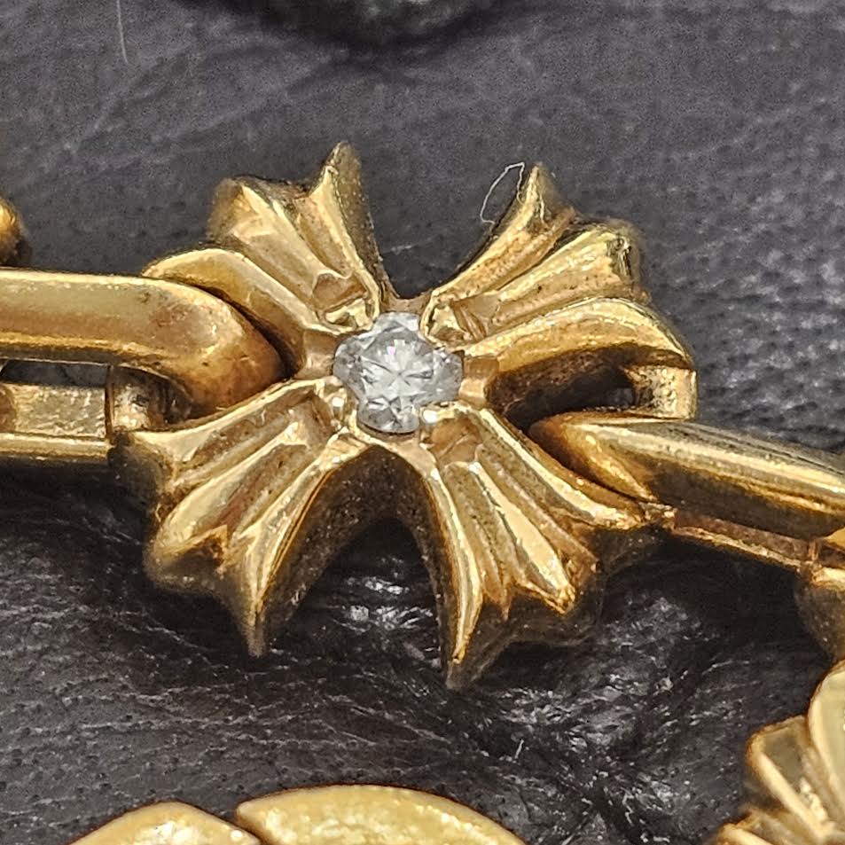 CHROME HEARTS 22K X Tiny E CH Plus Pave Diamond Bracelet 16LINK クロムハーツ 22K X タイニーE CHプラス パヴェダイヤモンド ブレスレット 16リンク