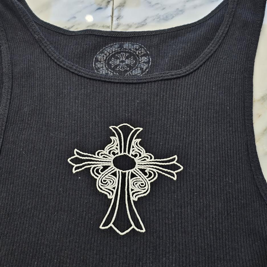 トップス chrome hearts HAIRY CROSS RIB TANK L chrome-hearts-hairy-cross-rib-