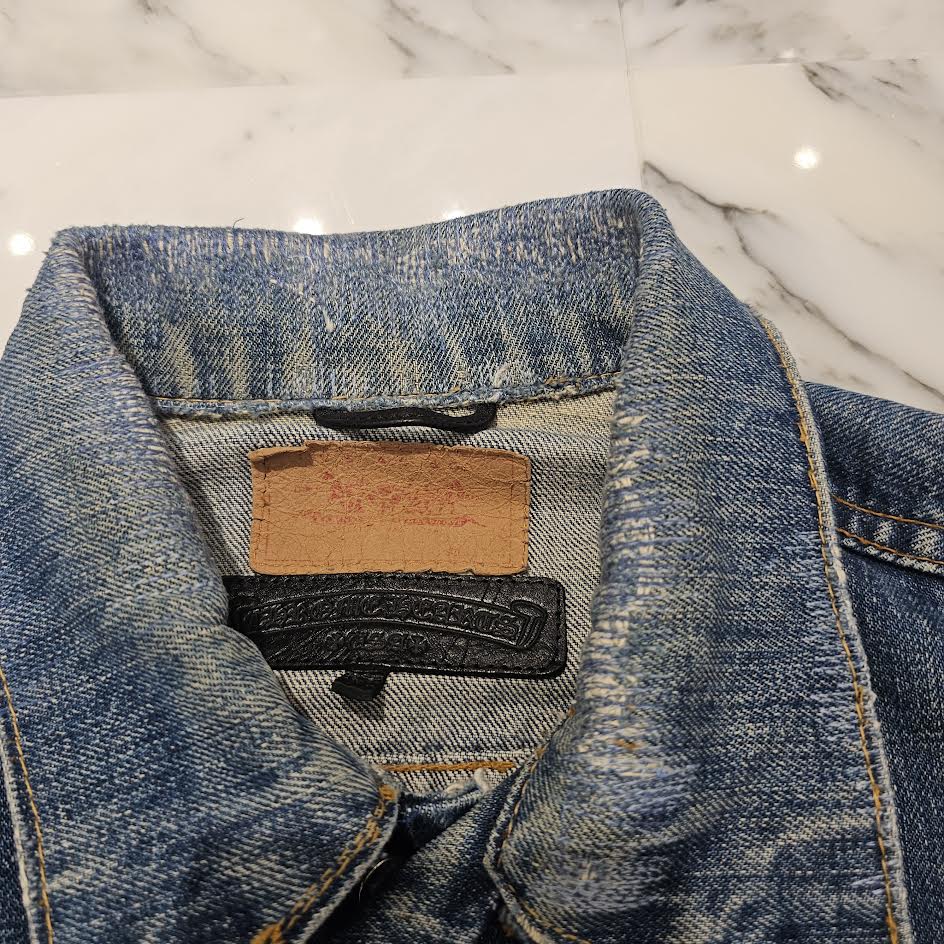 CHROME HEARTS × Levi's VNTG Leather Cross Patch Denim Jacket Size M クロムハーツ × リーバイス ヴィンテージ レザークロスパッチ デニムジャケット サイズM