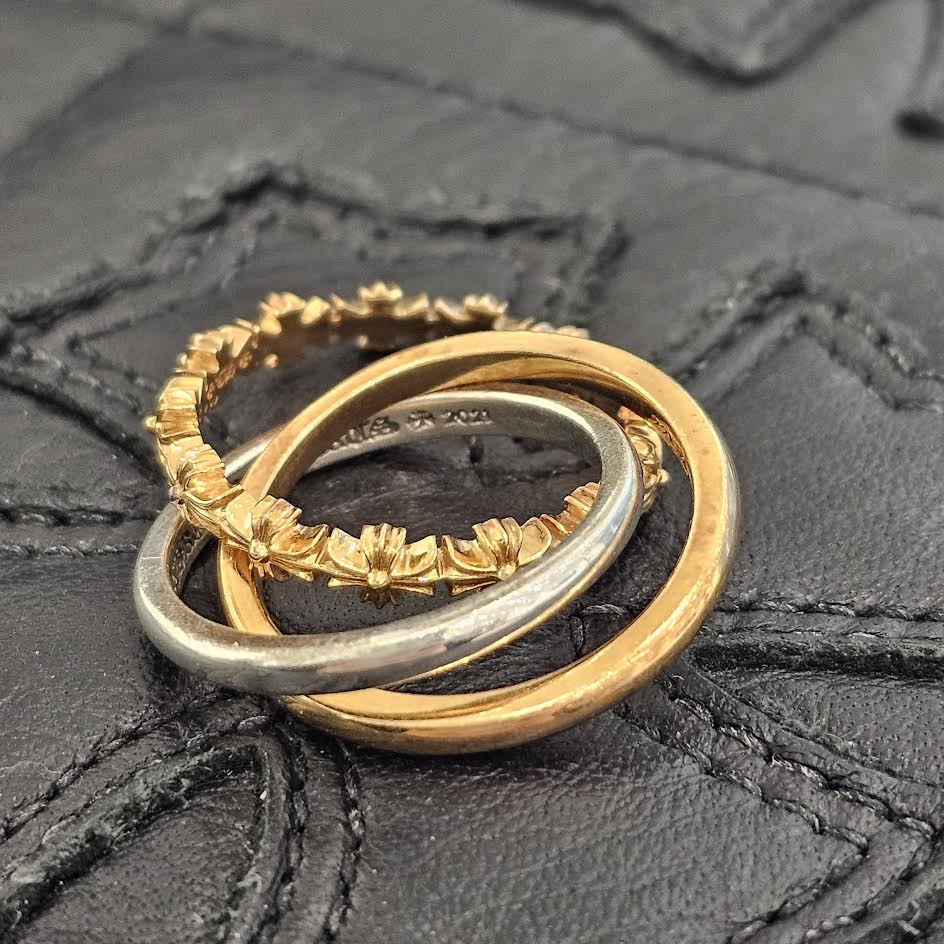 CHROME HEARTS 22K / SILVER 925 TINY E CH PLS BAND TRPL Combination Ring Size 12号 クロムハーツ タイニーE CHプラス バンド トリプルコンビ リング サイズ12号
