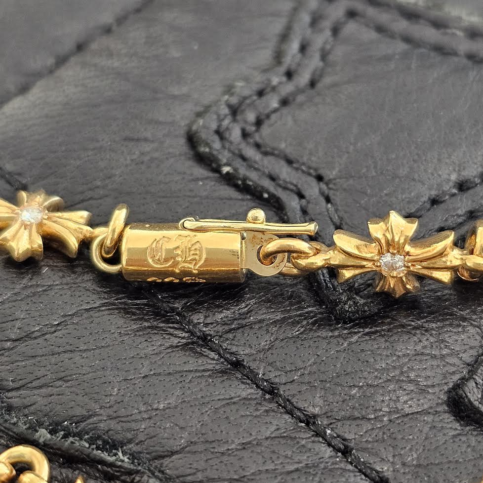 CHROME HEARTS 22K Tiny E Diamond CH Plus Bracelet 12 LINK クロム