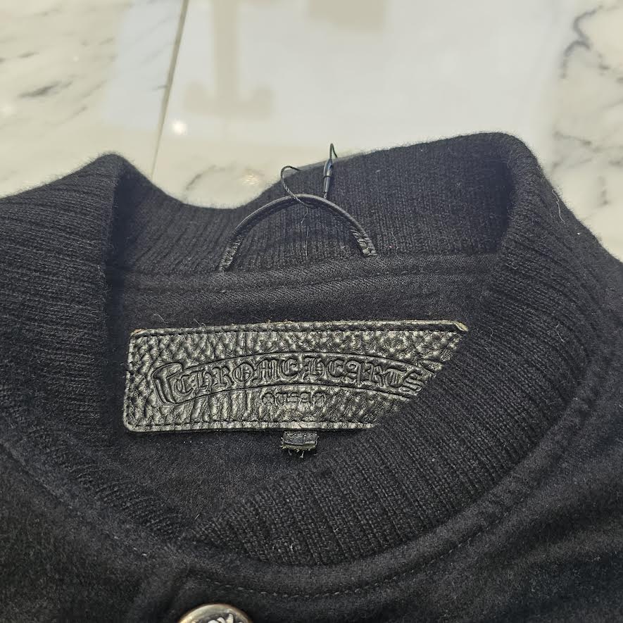 CHROME HEARTS LETTER MAN Cemetery Cross Patch Cashmere Leather Jacket Size XL クロムハーツ レターマン セメタリークロスパッチ カシミヤ レザージャケット サイズXL