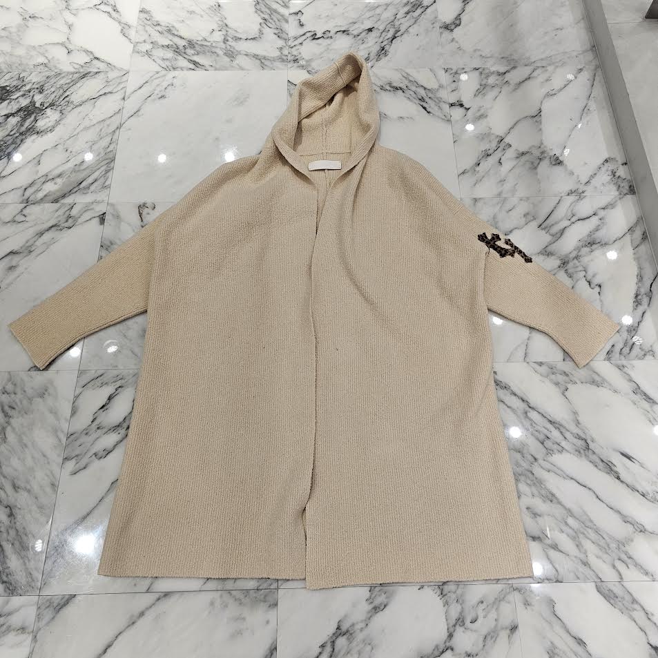 CHROME HEARTS Y NOT Leopard Harako Leather Cross Patch Knit Cardigan Size SML / RED （175/96B）クロムハーツ ワイノット レオパード ハラコ レザークロスパッチ ニット カーディガン コート サイズSML / RED （175/96B）