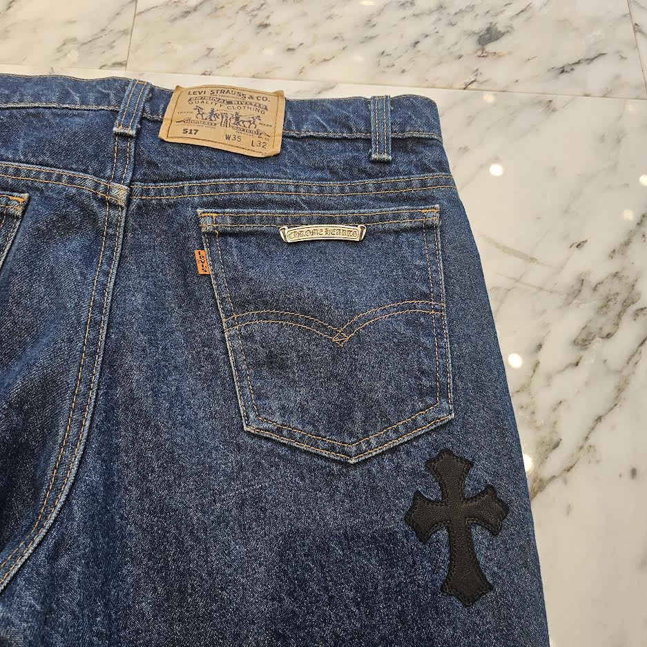 CHROME HEARTS × Levi's 517 VNTG Cross Leather Patch Denim Pants Size 32 クロムハーツ × リーバイス 517 ヴィンテージ クロスレザーパッチ デニムパンツ サイズ32