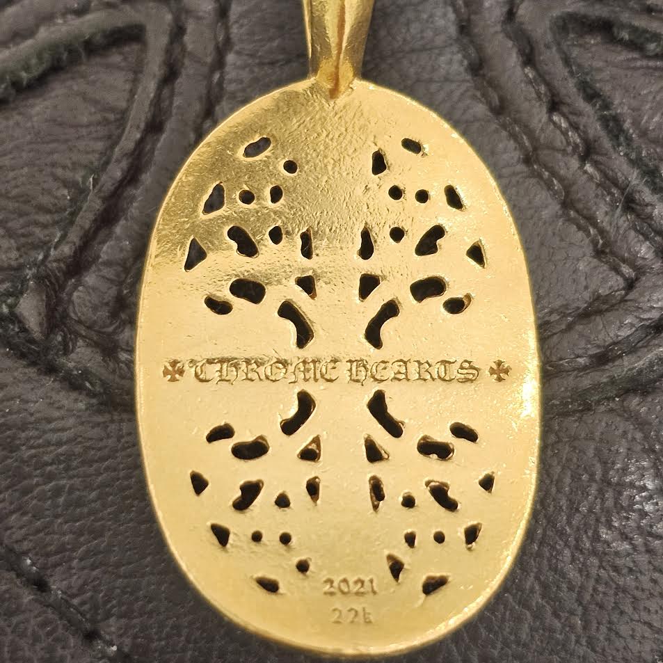 CHROME HEARTS 22K Classic Oval Cross Pendent Top Pave Diamond クロムハーツ 22K クラシック オーバルクロス ペンダントトップ パヴェダイヤモンド