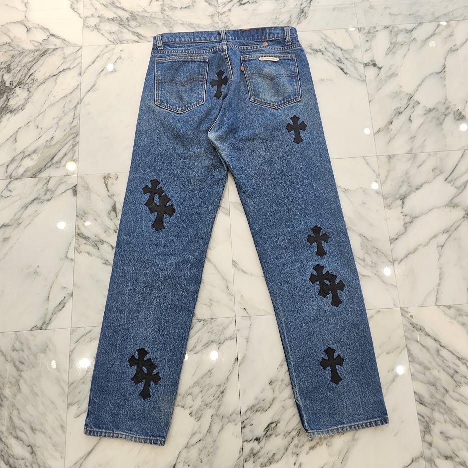 CHROME HEARTS × Levi's Body VNTG Cross Leather Patch Jeans Size 32 クロムハーツ × リーバイスボディ ヴィンテージ クロスレザーパッチ ジーンズ デニムパンツ サイズ32