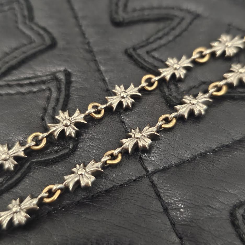 CHROME HEARTS 18K WHITE GOLD / YELLOW GOLD TINY E CH Plus Necklace Size 20 Inch クロムハーツ 18K ホワイトゴールド/イエローゴールド タイニーE CHプラス ネックレス サイズ20インチ