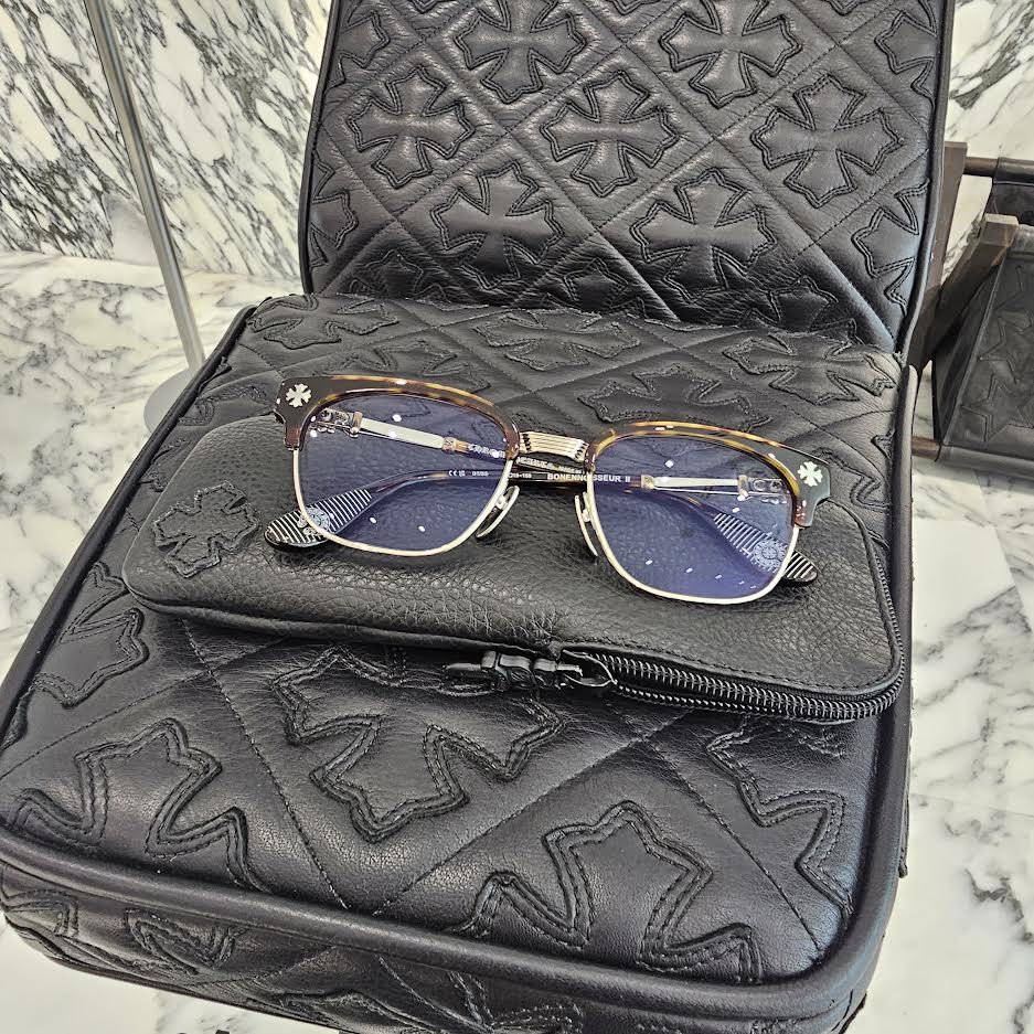 CHROME HEARTS BONENNOISSEUR II Temple CH Cross Half Rim Sunglasses