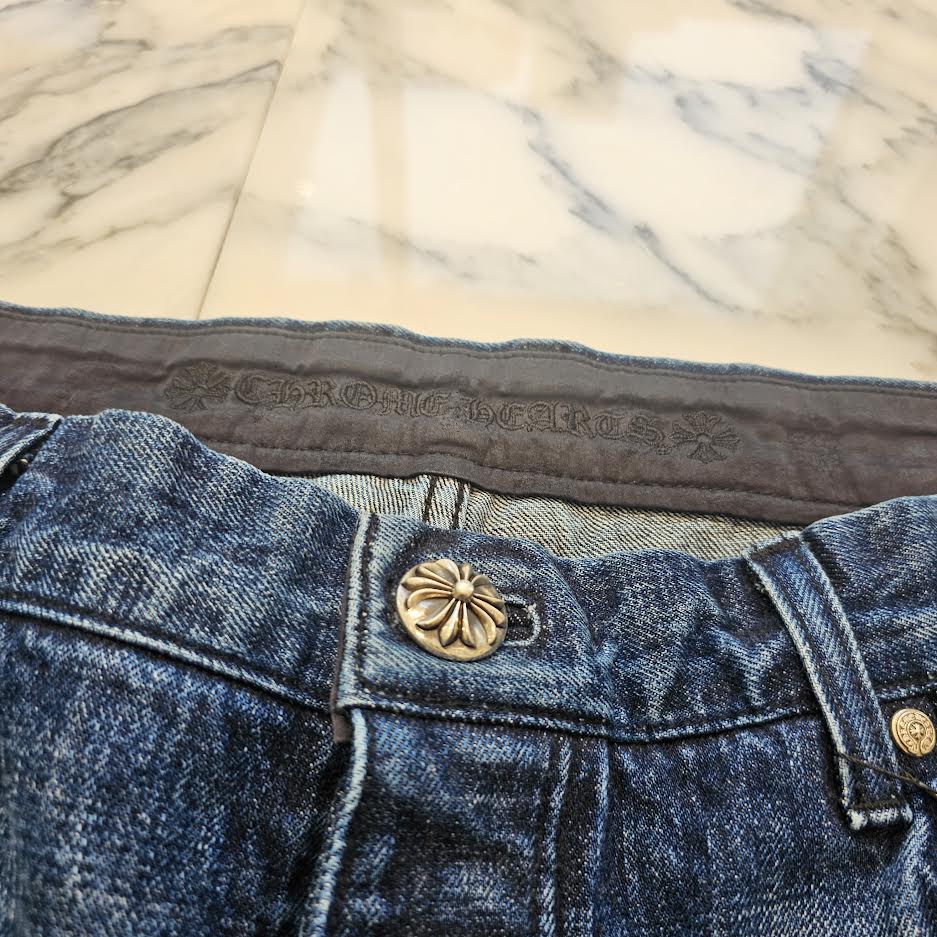 CHROME HEARTS Cross Ball Button Wide Flare Denim Pants Size 38 クロムハーツ クロスボールボタン ワイドフレア デニムパンツ サイズ38