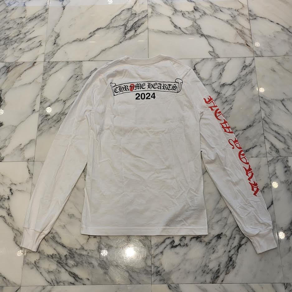 CHROME HEARTS × The Rolling Stones 2024SS Lip ＆ Tan Neck Logo Back Scroll Long Sleeve Tee Size S クロムハーツ × ローリングストーンズ リップ&タン ネックロゴ バックスクロール ロングスリーブTシャツ サイズS