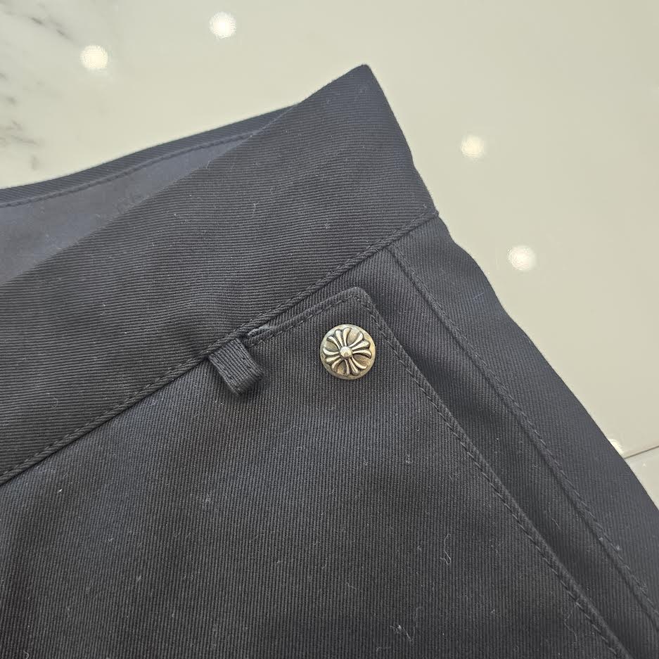 CHROME HEARTS Cross Ball Button Leather Pocket Wide Chino Pants Size 33 クロムハーツ クロスボールボタン レザーポケット ワイド チノパンツ サイズ33