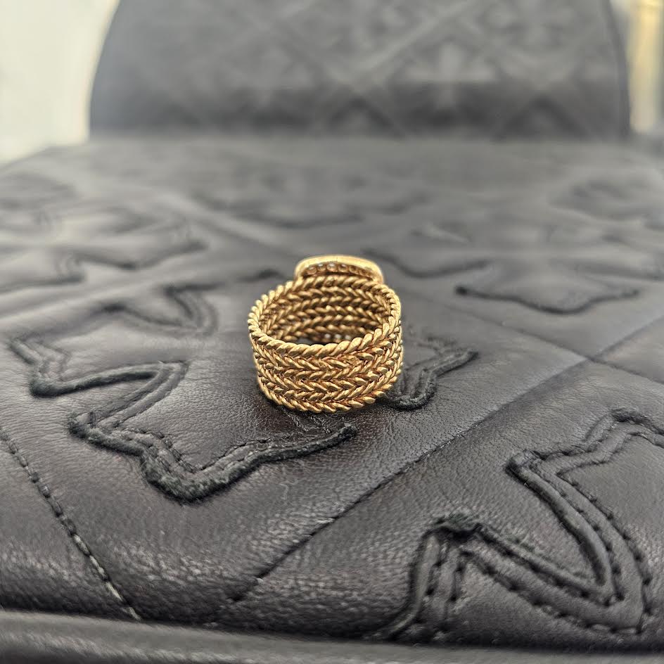 HERMES 750 18K Yellow Gold Diamond Ring 32323 Size 12号 エルメス