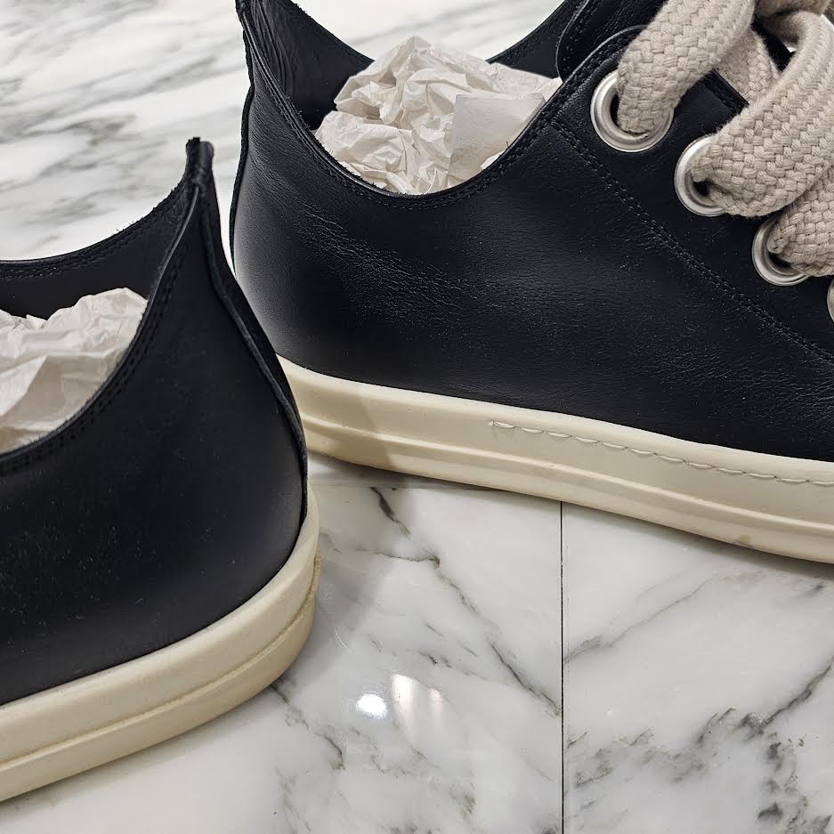 Rick Owens DRKSHDW Leather Low Top Sneakers RU01B1891LPOW1 Size 41