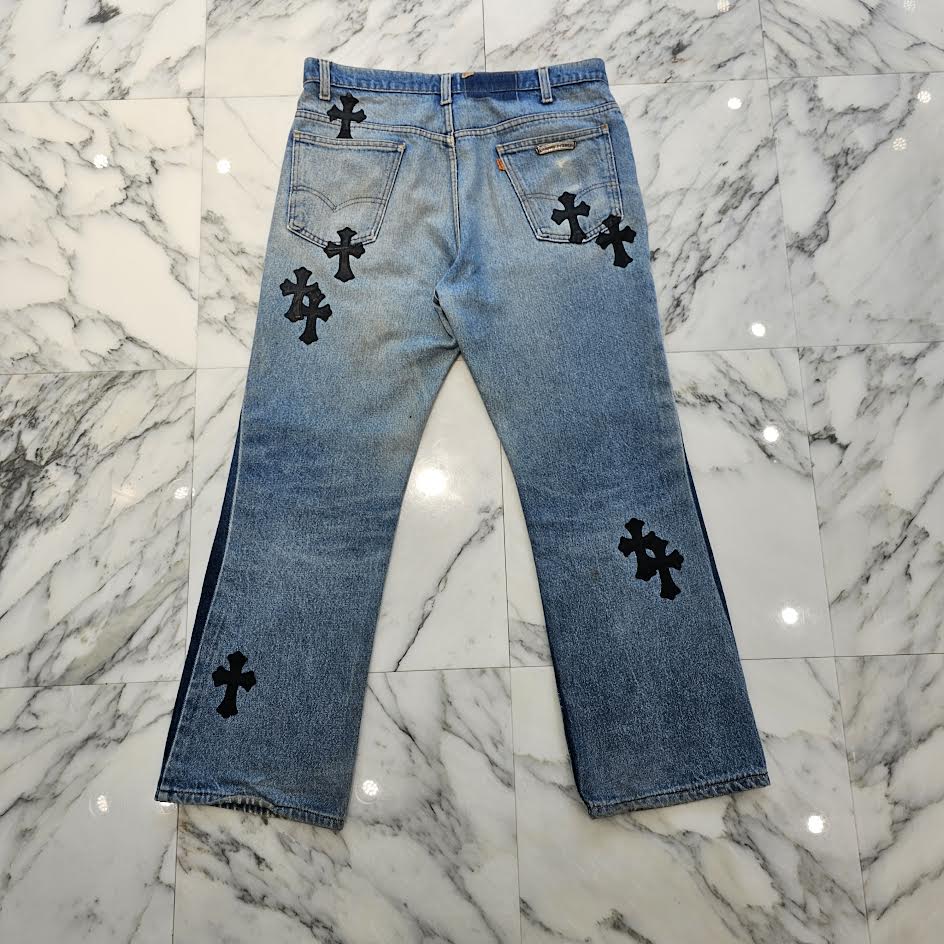 CHROME HEARTS × Levi's 517 VNTG Cross Leather Patch Denim Pants
