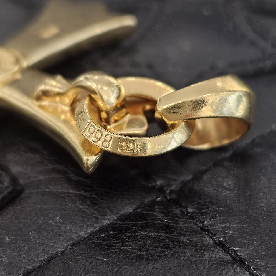 CHROME HEARTS 22K Large Cross With Bail Charm Pendant Top クロムハーツ 22K ラージクロス ウィズ ベイル チャーム ペンダントトップ