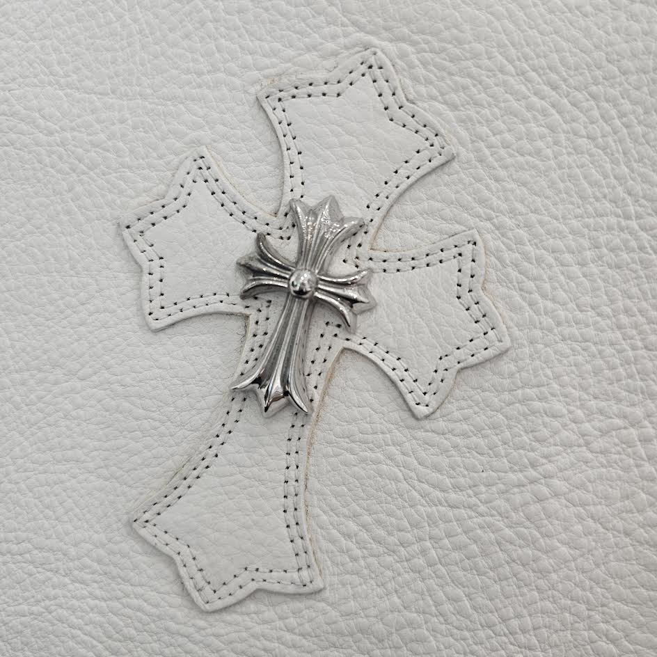 CHROME HEARTS CH Silver Cross Square Pocket Leather Shoulder Bag