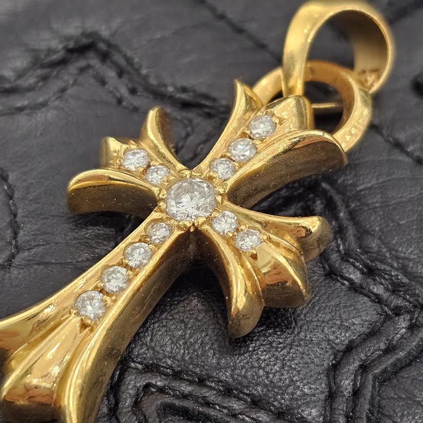 CHROME HEARTS 22K Small CH Cross Pave Diamond With Bail Pendent Top クロムハーツ 22K スモール CHクロス パヴェダイヤモンド ウィズ ベイル ペンダントトップ