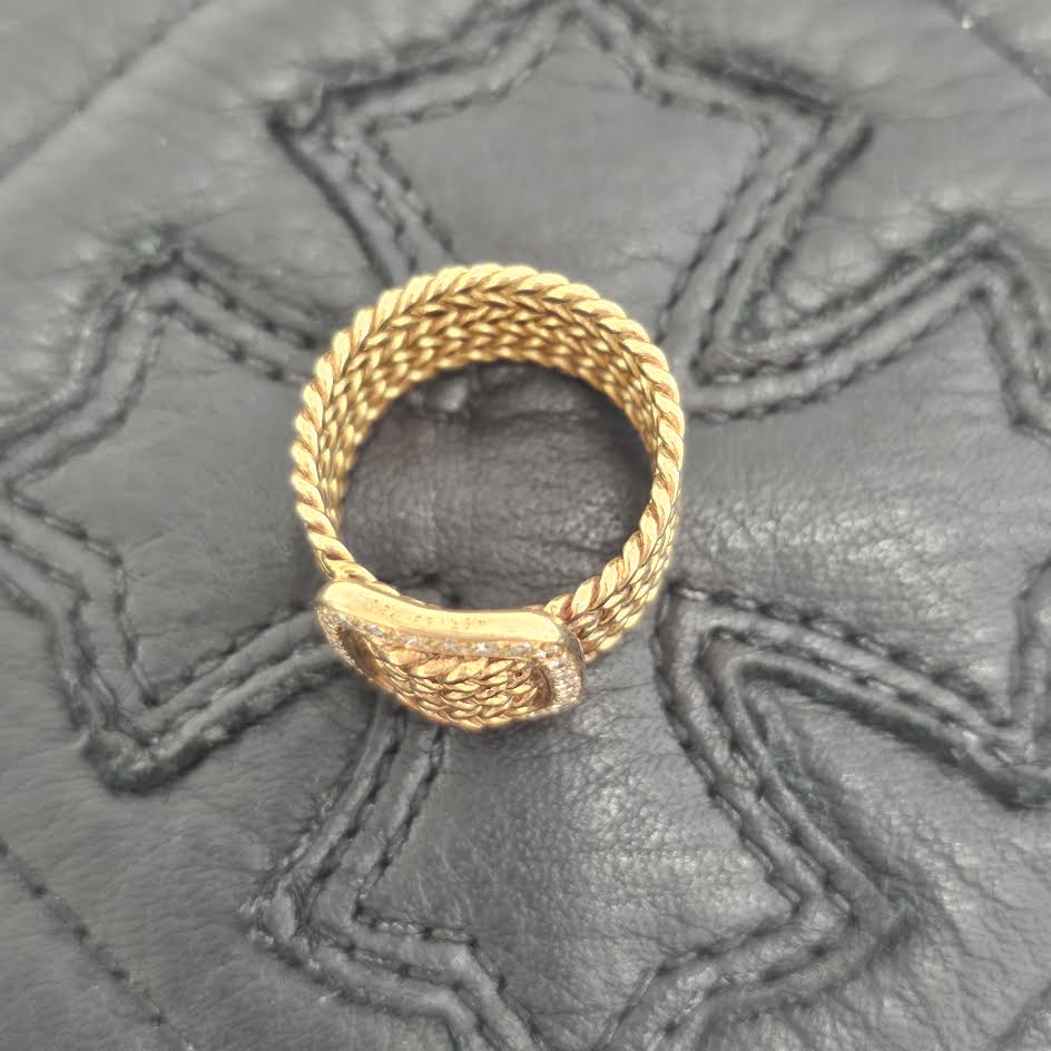 HERMES 750 18K Yellow Gold Diamond Ring 32323 Size 12号 エルメス 18K イエローゴールド ダイヤモンド リング サイズ12号