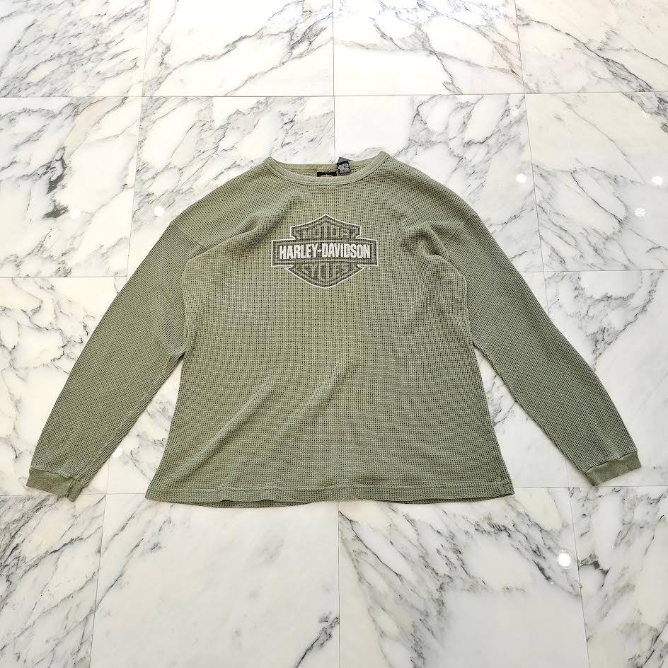 Vintage 90's Harley-Davidson Thermal Waffle L/S Tee Size L 90's ハーレー・ダビットソン サーマル ワッフル ロングスリーブ Tシャツ サイズL
