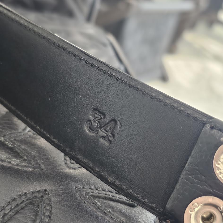 CHROME HEARTS 1.5 STRAP Dagger ID Buckle Leather Belt Size 34 クロムハーツ 1.5ストラップ ダガー ID バックル レザーベルト サイズ34