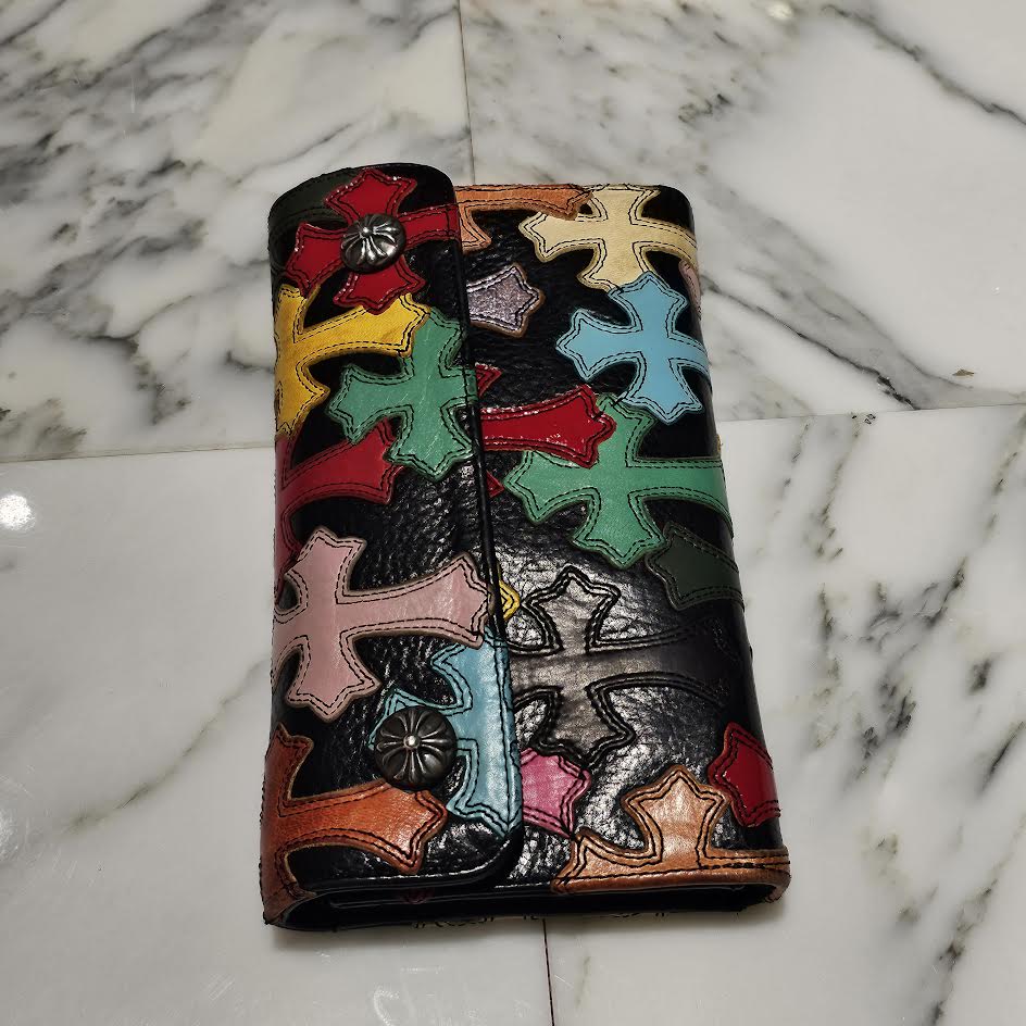 CHROME HEARTS マルチカラー 財布 ウェーブ CHROME HEARTS Multi Color Leather Cross Patch Wave Wallet クロム