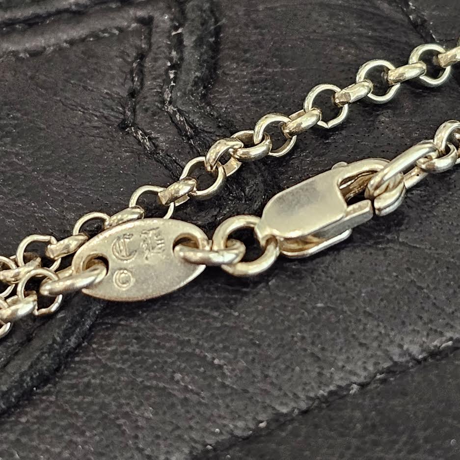 CHROME HEARTS Tiny Fat Cross Pave Diamond Pendant Top Roll Chain 18 Inch Necklace クロムハーツ タイニーファットクロス パヴェダイヤモンド ペンダントトップ ロールチェーン 18インチ ネックレス