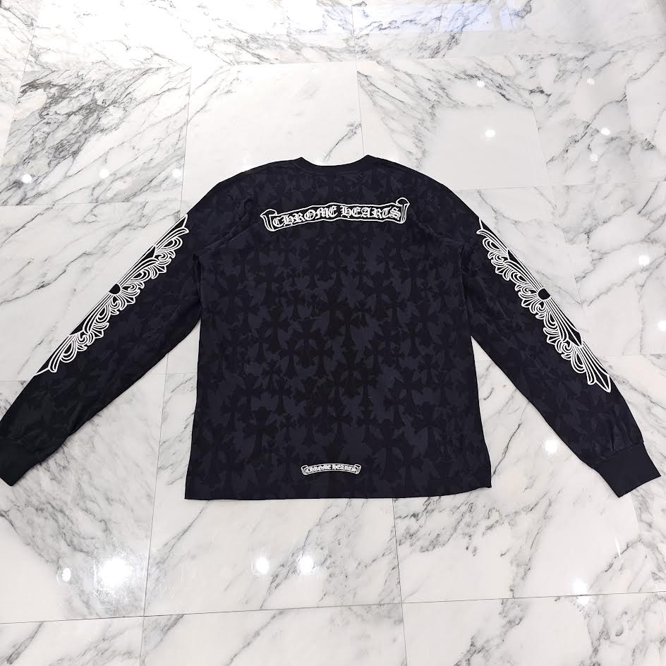 CHROME HEARTS 2024SS Graveyard Cemetery Cross Long Sleeve Tee Size L クロムハーツ グレイブヤード セメタリークロス ロングスリーブTシャツ 総柄 サイズL
