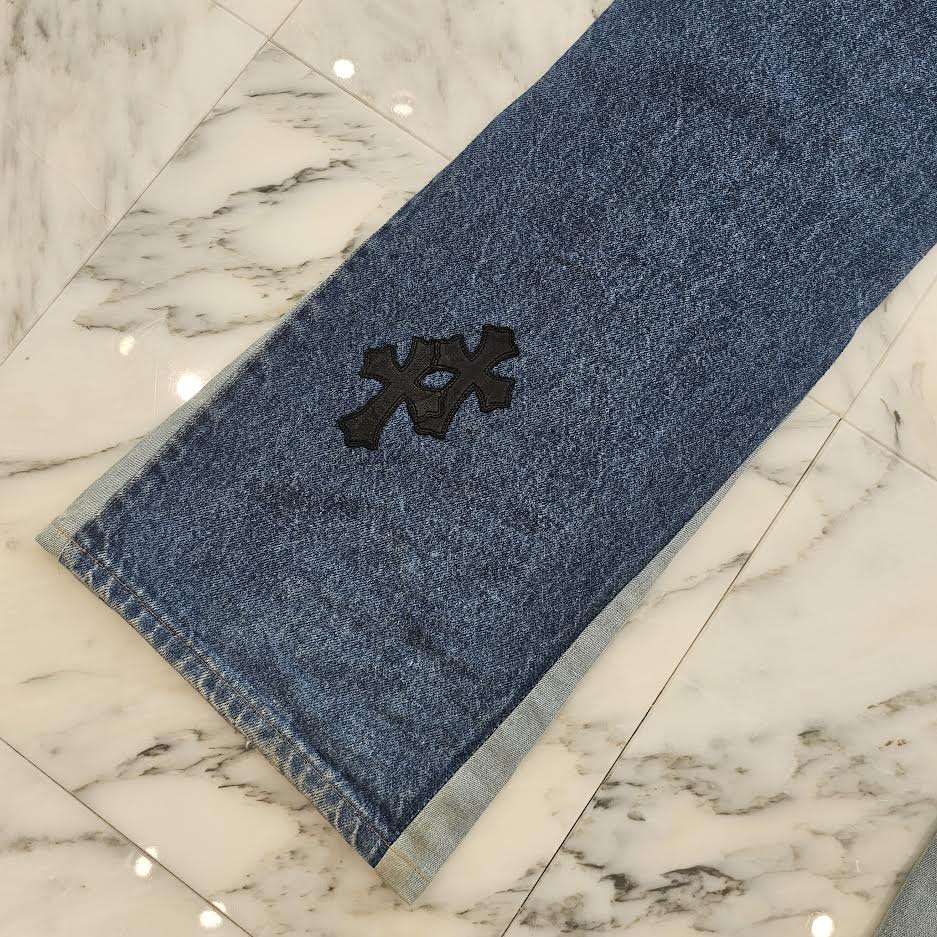 CHROME HEARTS × Levi's 505 VNTG Cross Leather Patch Denim Pants Size 34 クロムハーツ × リーバイス 505 ヴィンテージ クロスレザーパッチ デニムパンツ サイズ34