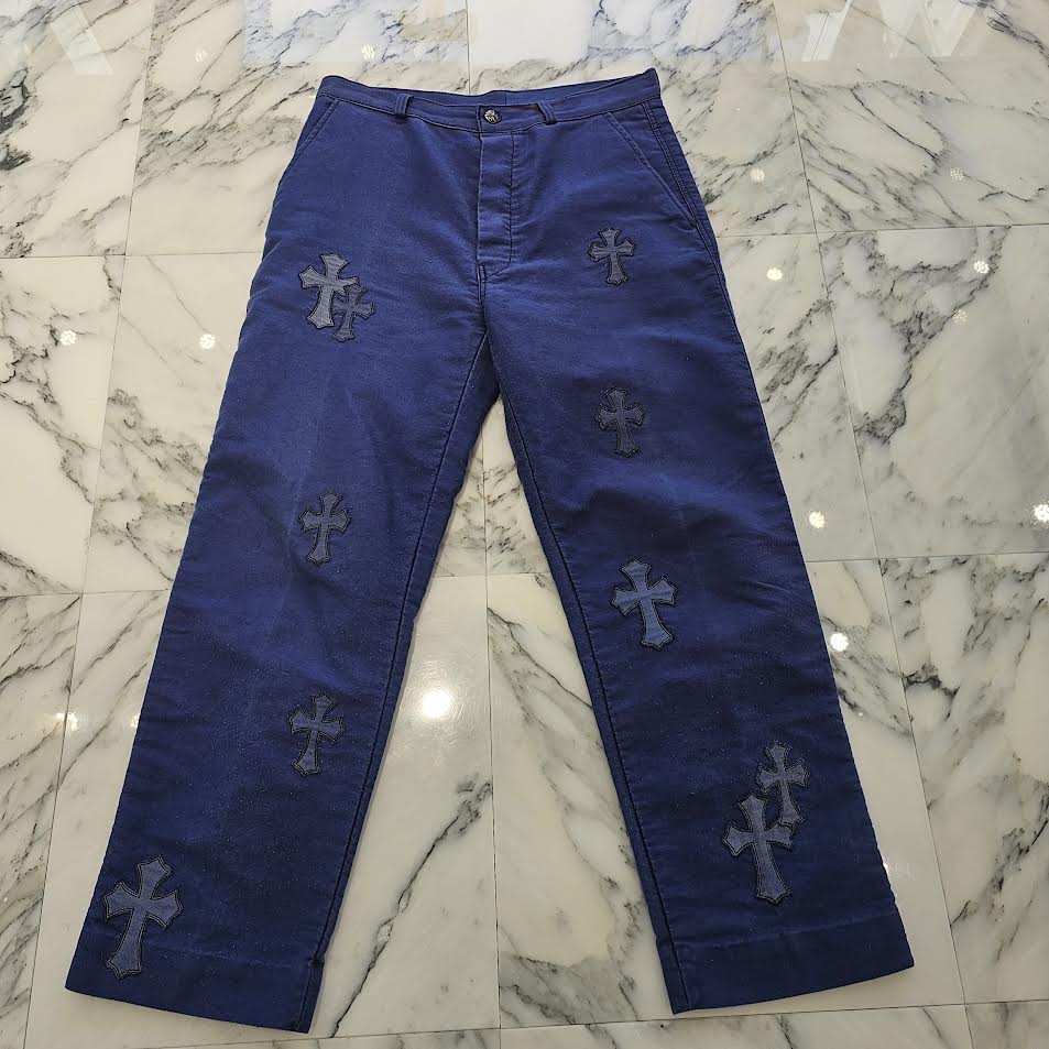 CHROME HEARTS VNTG Cross Quilting Patch French Work Pants Size 33 クロムハ―ツ ヴィンテージ クロスキルティングパッチ フレンチワーク パンツ サイズ33